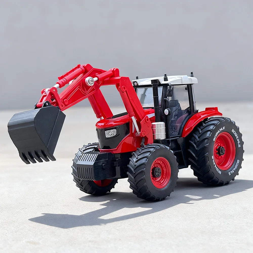1:32 Alloy Excavator Bulldozer Diecast Models Toys Car with Sound Light Front Wheel Steering Engineering Vehicles Children Gifts