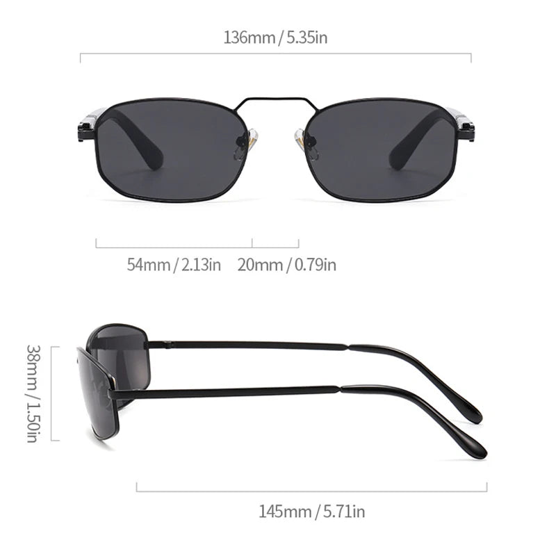 JNPCXI Square Sunglasses Women Men Fashion Driving Metal Frame UV400 Vintage Small Rectangle Sun Glasses Luxury Outdoor Eyewear