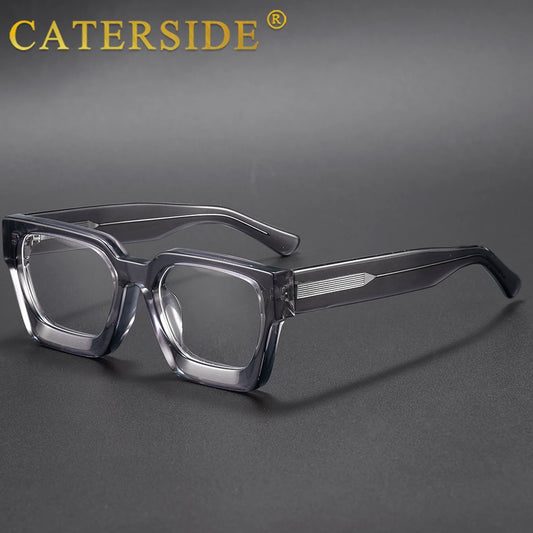 CATERSIDE Retro Men's Glasses Frame Luxurious Acetate Square Frame Optical Glasses Frame Women's Fashionable Decorative Glasses