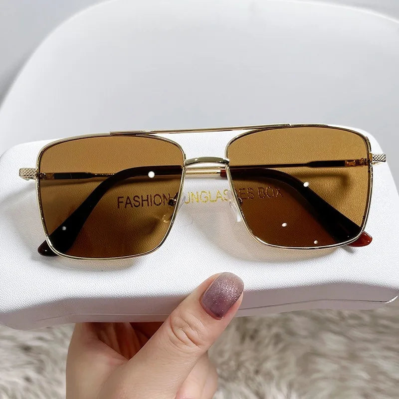 Fashion Retro Sunglasses Double Bridge Metal Sunglasses Ins Personality Irregular Net Red Sunglasses