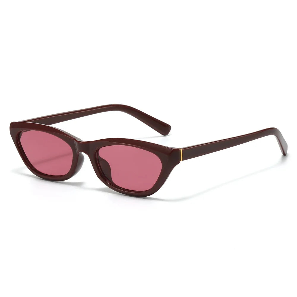 JNPCXI New Fashion Candy Color Small Black Tea Cat Eye Women Sunglasses UV400 Retro Men Sun Glasses