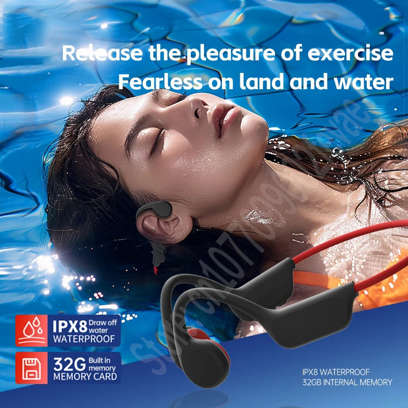 BMAD Bone Conduction Headphones IPX8 Waterproof MP3 Bluetooth5.4 Wireless Swimming Headphones With Mic Swimming Sports Fitness