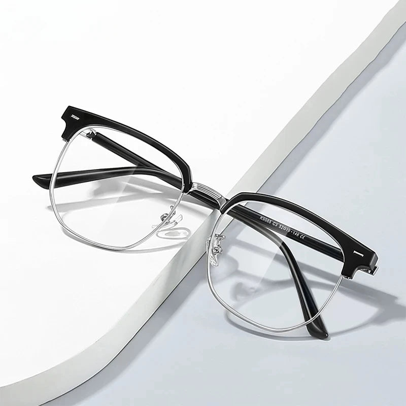 Photochromic Anti-blue Light Glasses Men Fashion Rectangle Semi Rimless Eyewear For Women Office Computer Goggle