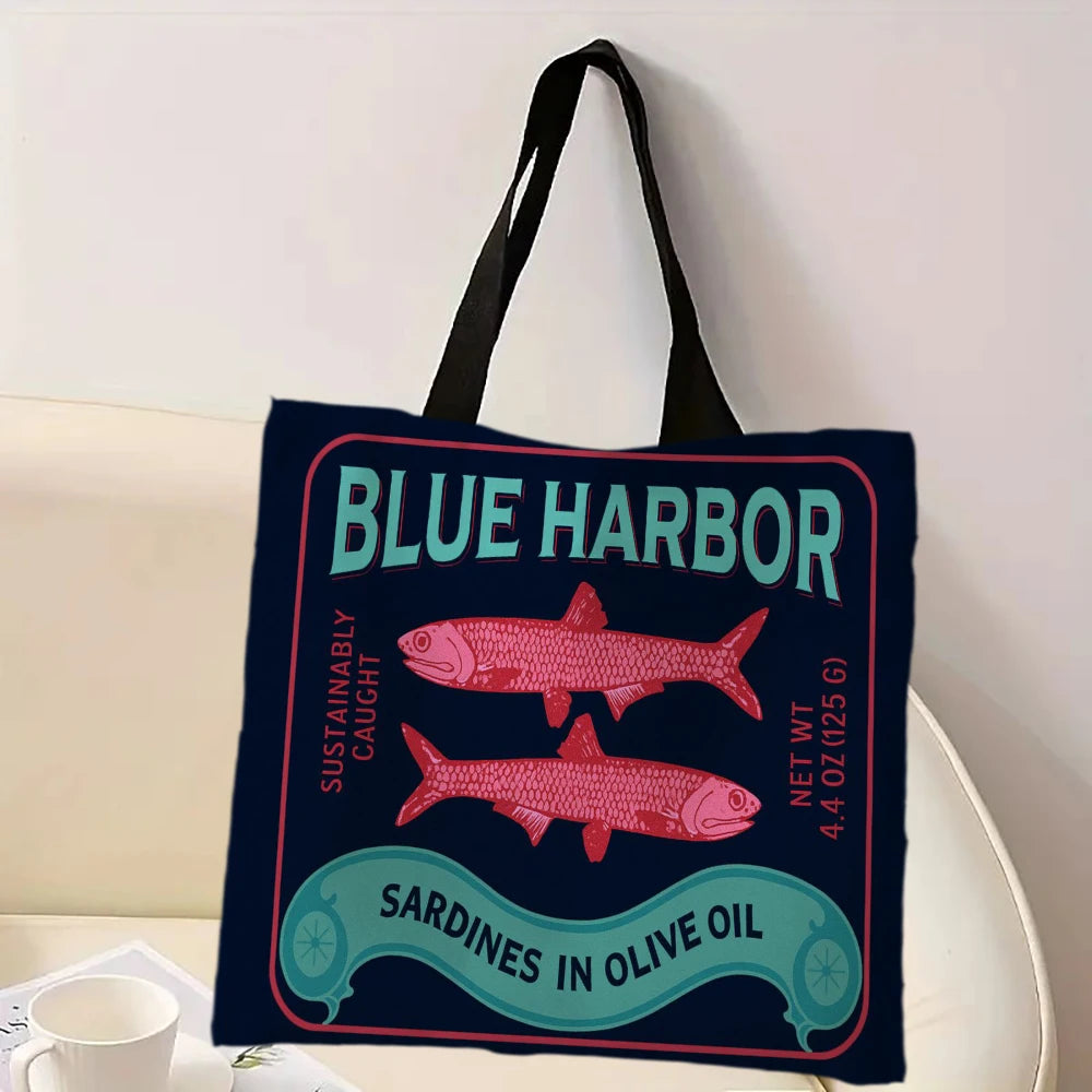 Colorful Sardines Printed Casual Handbag Reusable Fashion Tote Bag Polyester Bag