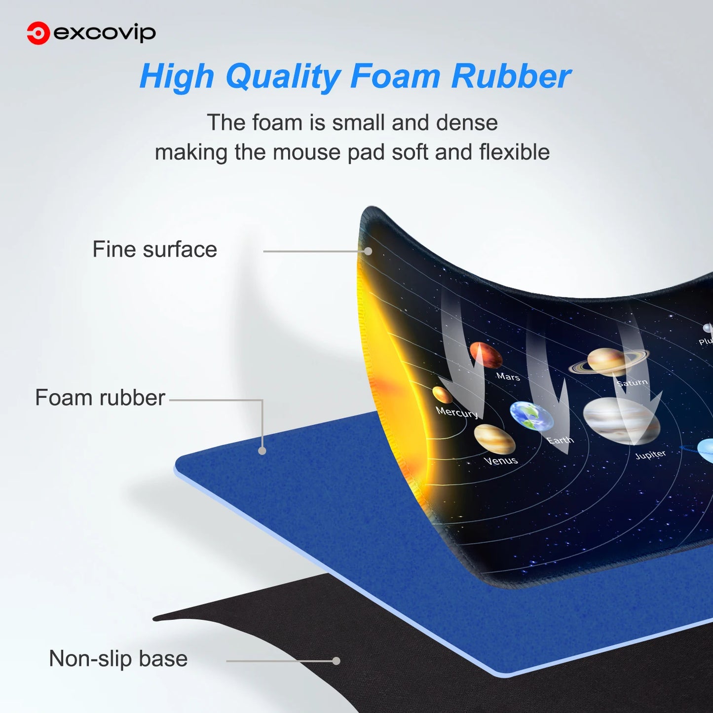 EXCO Gaming Mouse Pad Small with Stitched Edge Smooth Cloth Office Cute Mousepad Non-Slip Rubber Base for Computer Laptop
