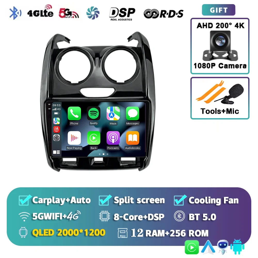 For Renault Duster Dacia Duster 2015 - 2021 For LADA Largus 2021 Android 15 12+256GB Car Radio Carplay Auto Multimedia Stereo 4G
