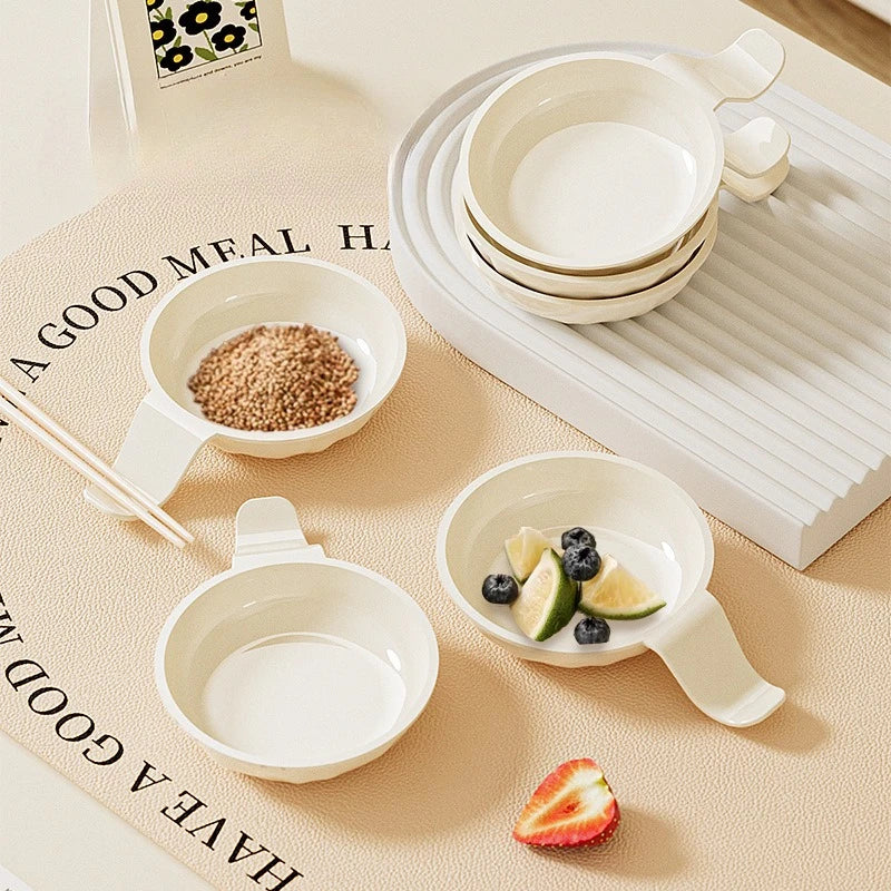 4pcs Creamy Bone Spit Dice Dishes Home Seasoning Dish Hot Pot Seasoning, Soy Sauce, Vinega,  Sauce Dish