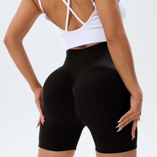 High-Stretch Nylon Yoga Shorts | 3D Butt-Lifting and Tummy-Tucking 3/4-Length Shorts | Running and Workout Pants