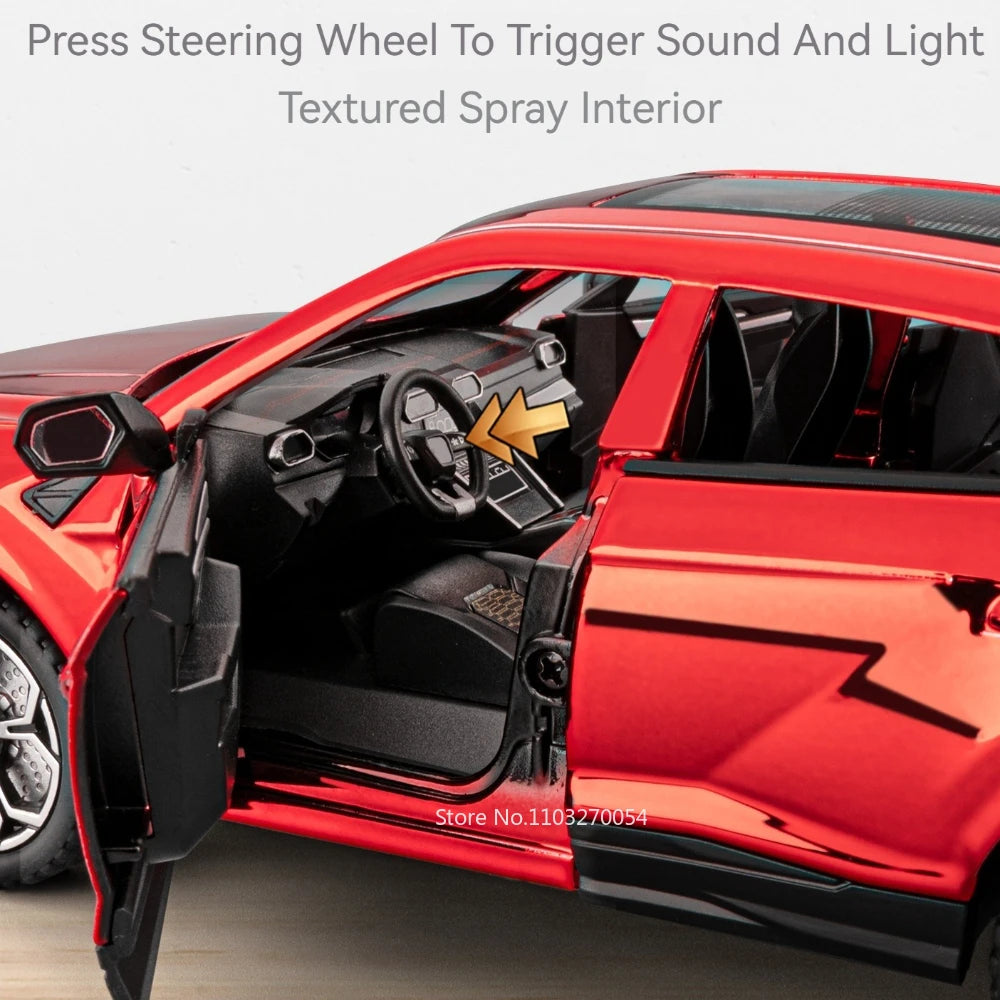 1:24 Lambor URUS Model Toys Diecast Alloy Car Doors Opened Sound Light Pull Back Shock Absorption Vehice Children Christmas Gift