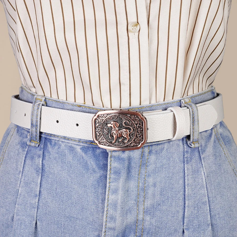 Y2K Street Style Belt - Antique Bronze Carved Buckle, Versatile Waistband for Daily Wear, Dates & Casual Outfits