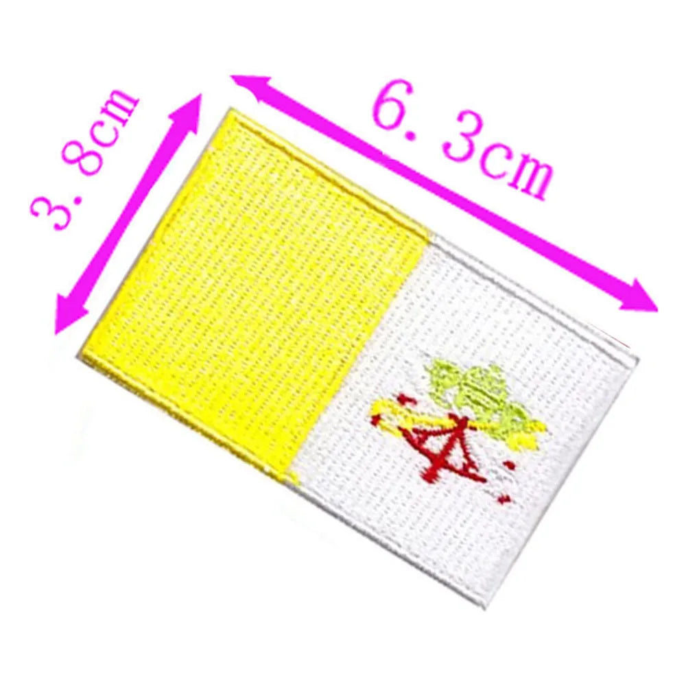 1pc Vatican City Country Flag Embroidery Patch 6.3cm Wide Iron On Sew On Backing/Hand Craft/Applique/Hot Cut