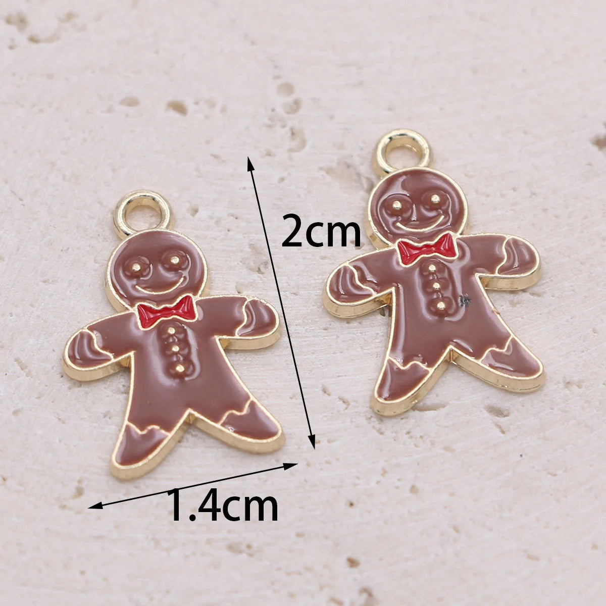 10Pcs Gold Plated Enamel Gingerbread Charm Pendant for Jewelry Making Bracelet Necklace DIY Earrings Accessories Craft Findings
