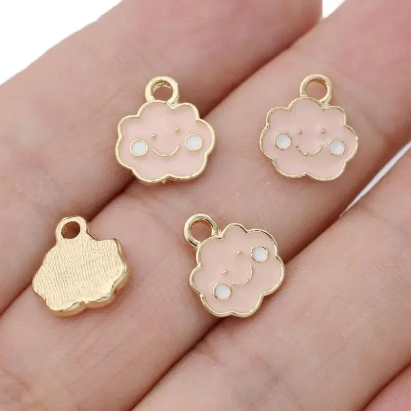 10Pcs Gold Plated Enamel Cloud Charms Pendant for Jewelry Making Earrings Bracelet Necklace Accessories DIY Craft 13x11mm