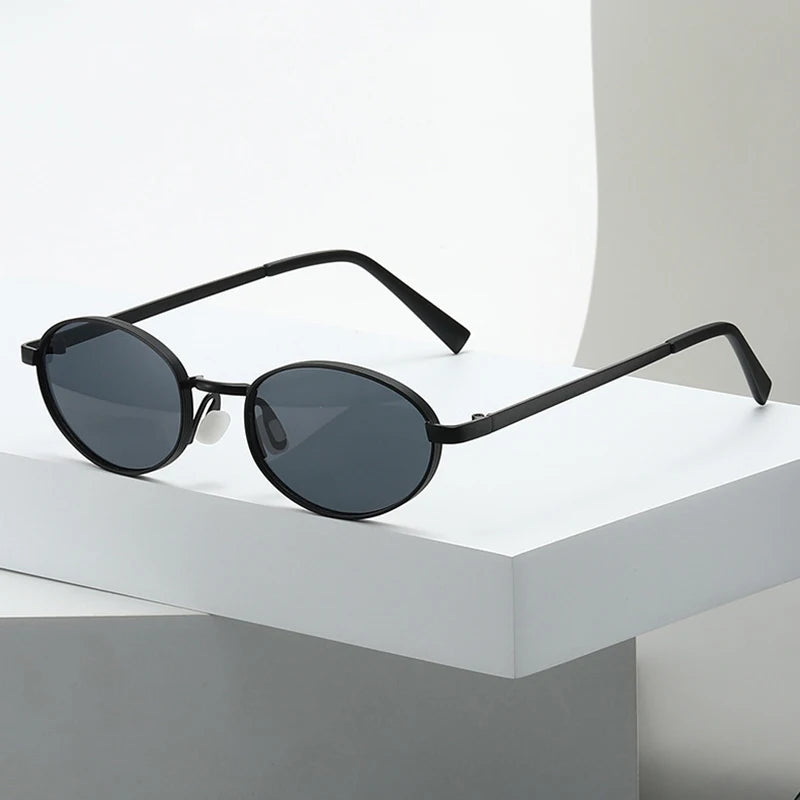 JNPCXI Retro Oval Metal Women Fashion Candy Color Sunglasses Shades UV400 Men Trending Punk Sun Glasses