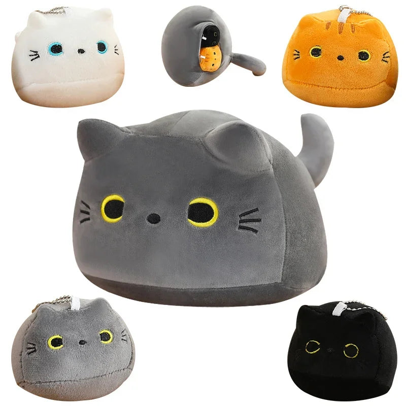 Kawaii Creative Oval Cat Plush Doll Four Baby Cat Pendants In A Big Mother Cat Body Combined Doll Super Soft Gift For Boys Girls