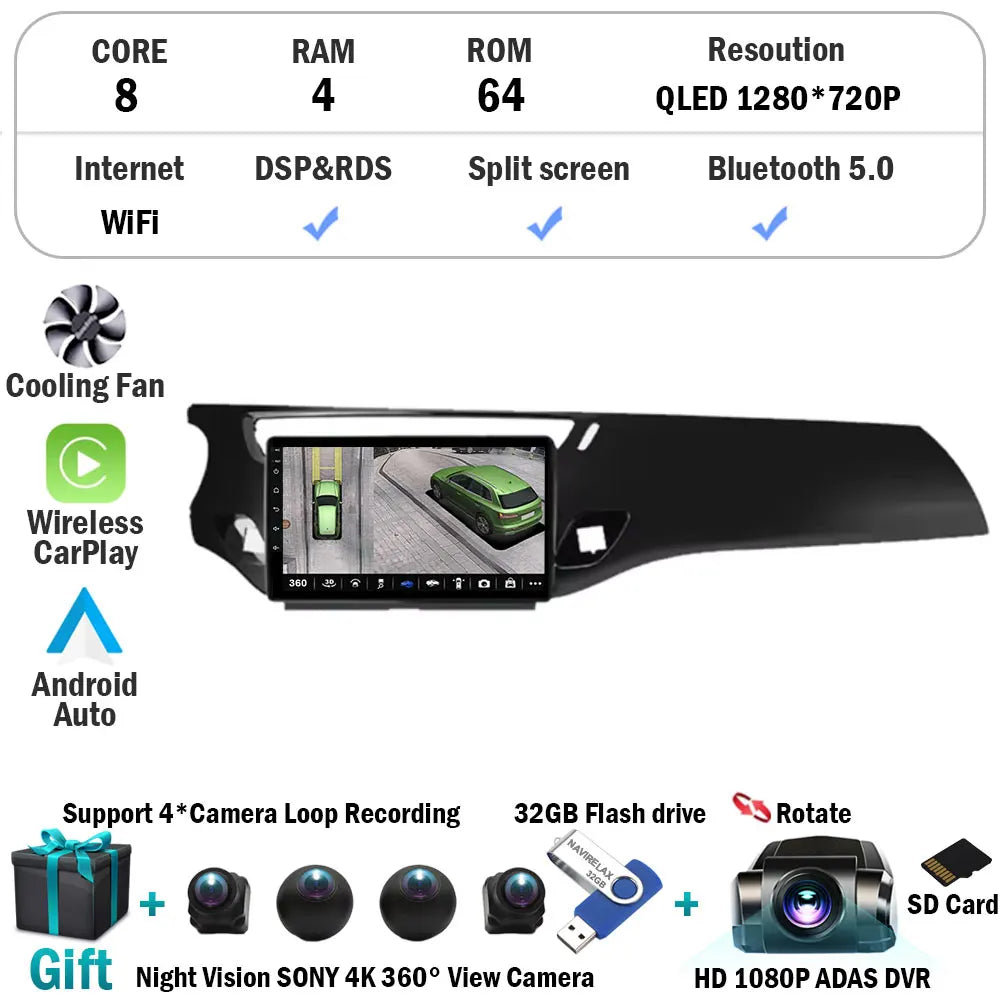 For Citroen C3 DS3 2010 - 2016 Car Radio Carplay GPS Navigation Android 15 Auto BT 5G Wifi Multimedia Player Video No 2din DVD