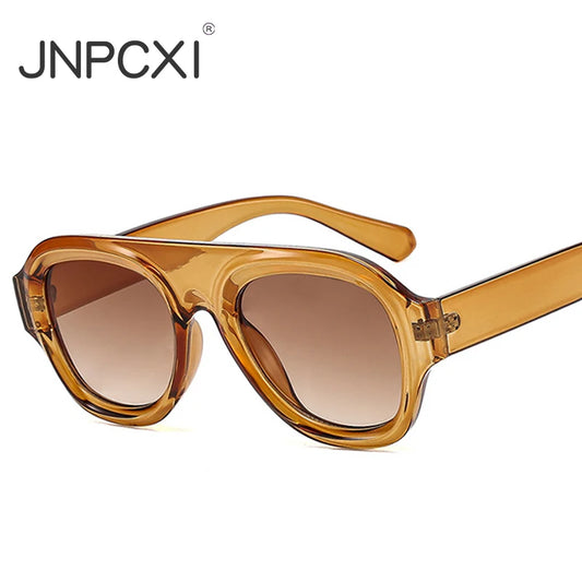 JNPCXI New Retro Big Frame Oval Punk Women Sunglasses Luxury Tea Sunglass Men Outdoor Sports Eyewear Unisex Lentes UV400