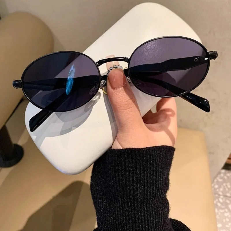 Retro Metal Full Frame Sunglasses Unisex Spring Hinge Fashion UV400 Eyewear