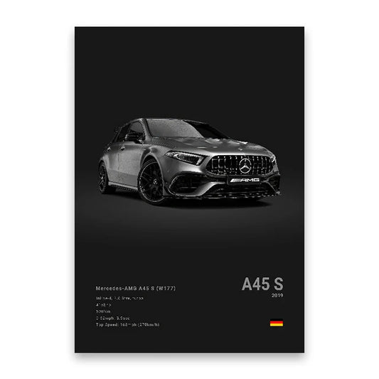 Mercedes AMG A45 S Print Famous Brand Cars Canvas Wall Poster Room Decor