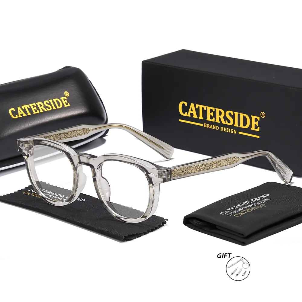 CATERSIDE New Men's Retro Round Optical Glasses Customized Round Lens Prescription Eyeglass Women's Myopia Reading Eyewear
