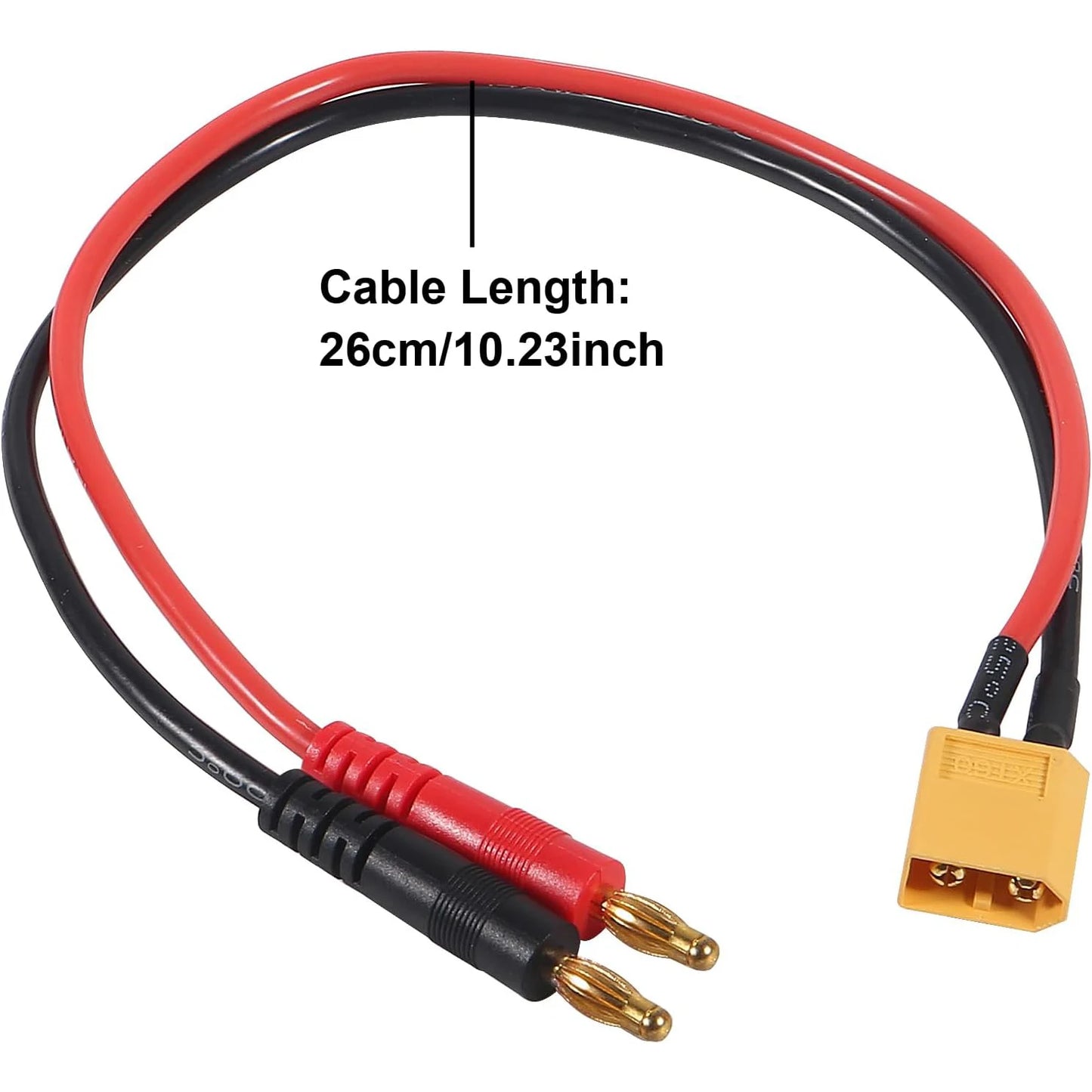 XT60 Charging Cable,Connector Plug to 4mm Banana Connector Adapter Charger 14AWG 30CM Cable Connector,RC Battery Charge