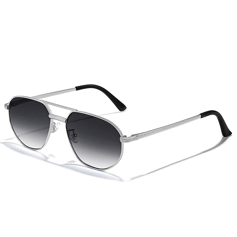 CATERSIDE 2023 New Retro Pilot Sunglasses Male Women Polygon High Quality Metal Sun Glasses Blue Double Bridge Eyewear UV400