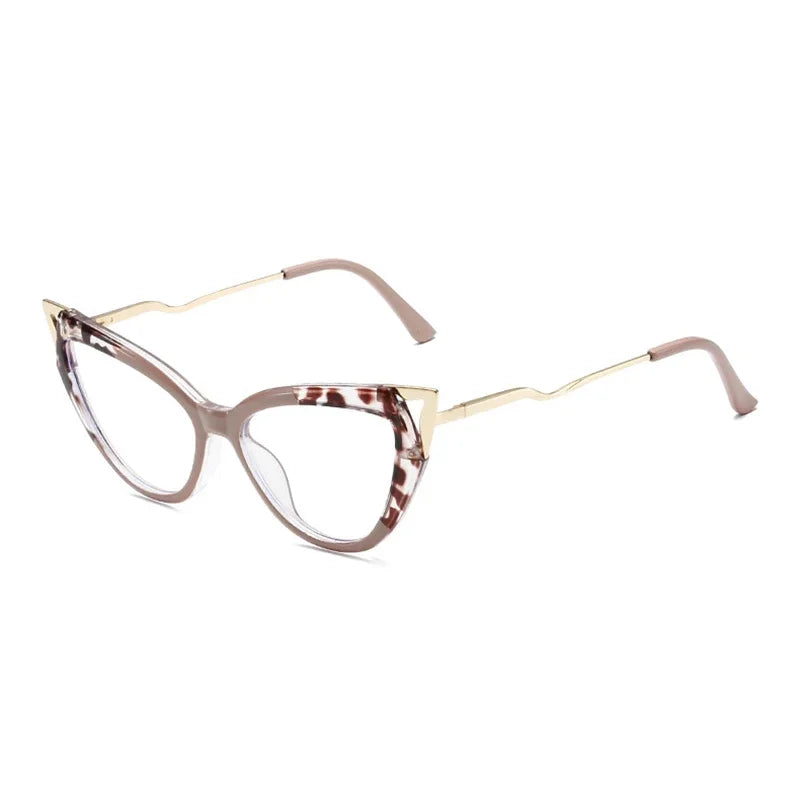JNPCXI New Fashion Cat Eye Women Glasses Frame Clear Anti Blue Light Optical Leopard Eyewear