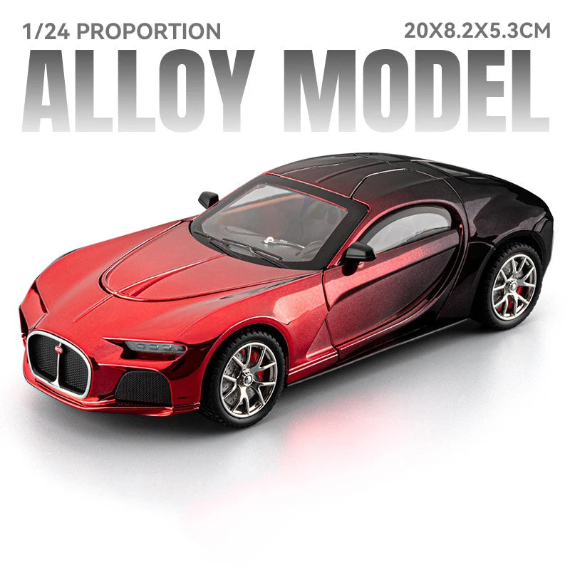 1:24 Tourbillon Atlantic Alloy Miniature Sportscar Model Diecast Toys Sound Light Pull Back Doors Opened Vehice Collect Ornament