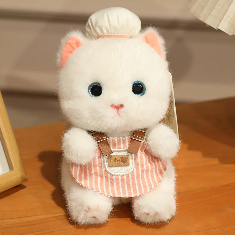 Super Cute Mini Chef Kitten Plush Toys Delicate Handmade Cartoon Pastry Chef Cat Doll Funny Keychain Bags Decro Toys Nice Gift