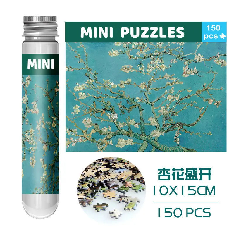 150pcs test tube jigsaw puzzle Van Gogh Painting Puzzles with Puzzle Storage Tray Plastic Sorting Tray Jigsaw Aids