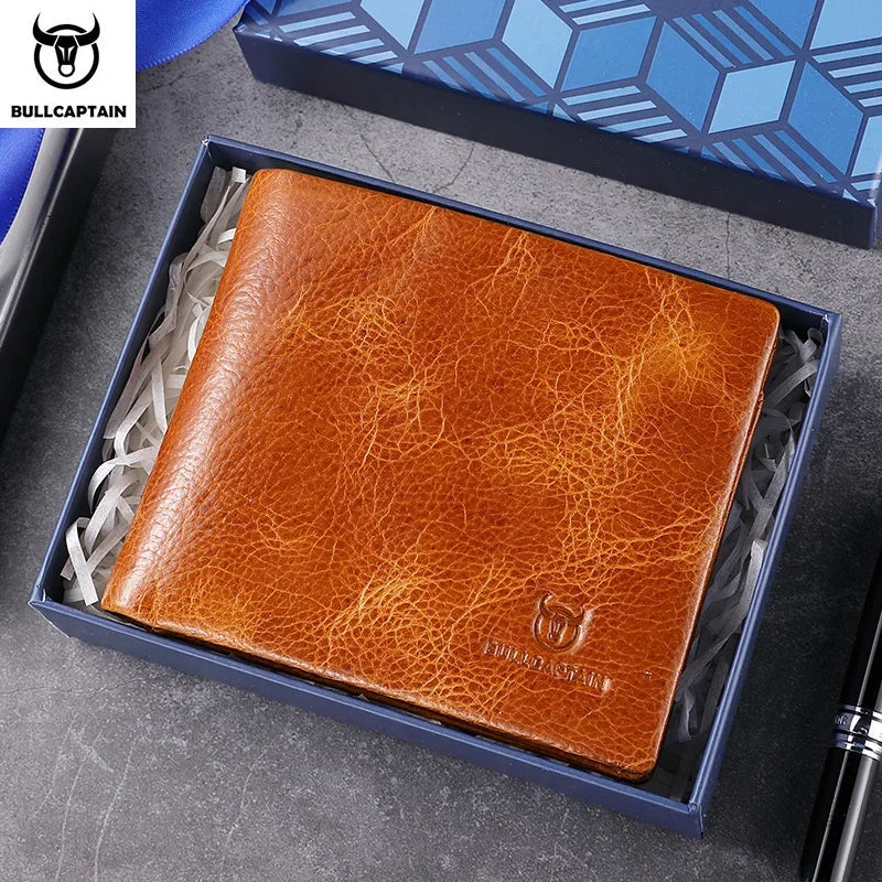 BULLCAPTAIN New Men's Leather Wallet RFID Function Fashion Business Multi-Card Men's Wallet Clip QB026