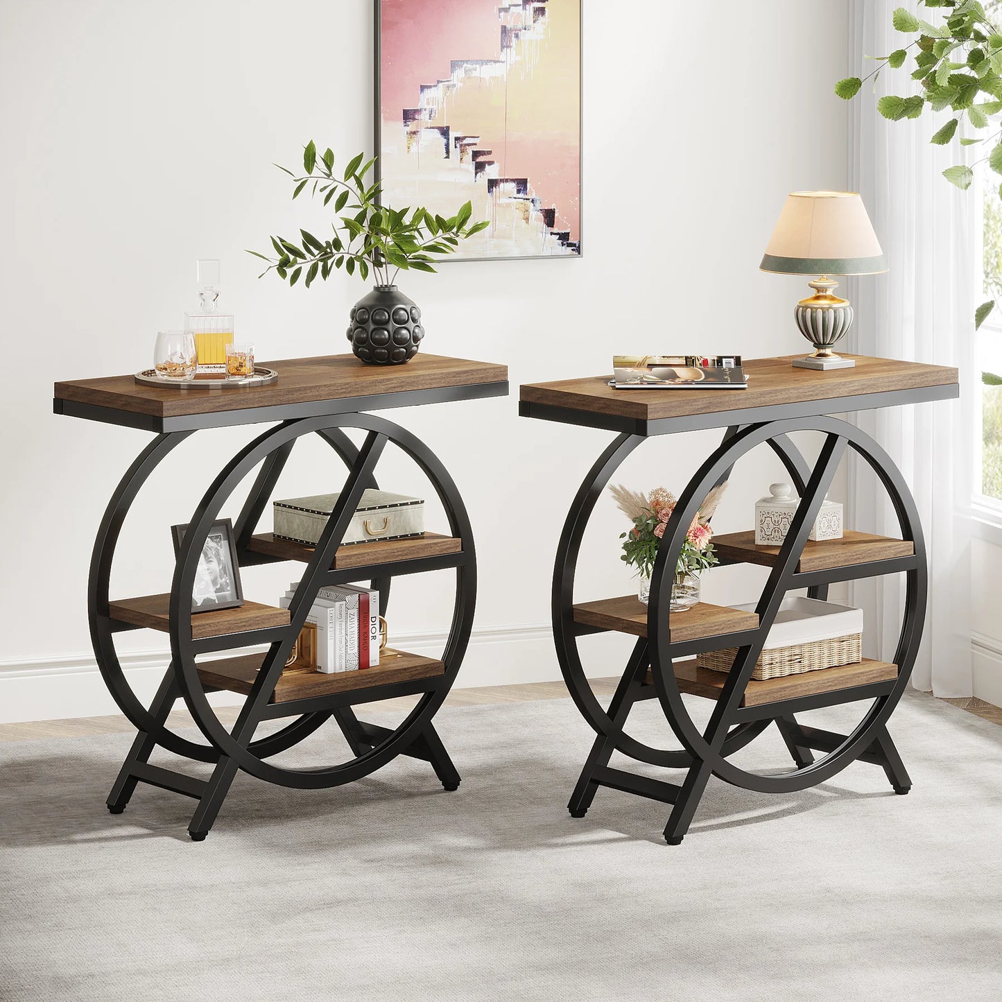 Tribesigns  Living Room, 3-Tier Narrow Side End Table w/ Storage Sofa Side Table
