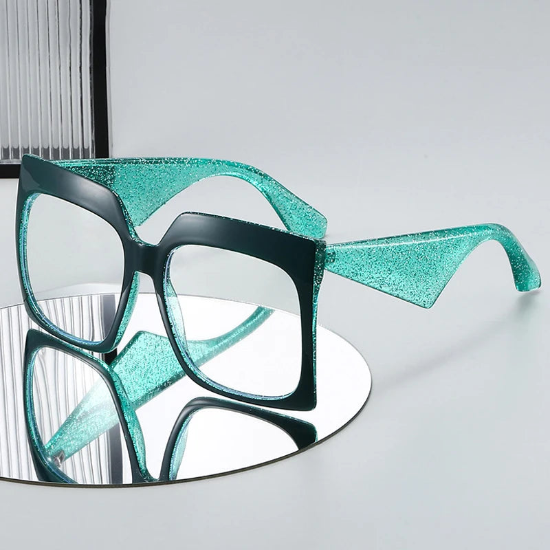 JNPCXI New Oversized Fashion Square Women Optical Glasses Frame Clear Eyewear Vintage Nail Eyeglasses Frame Men Computer Goggles
