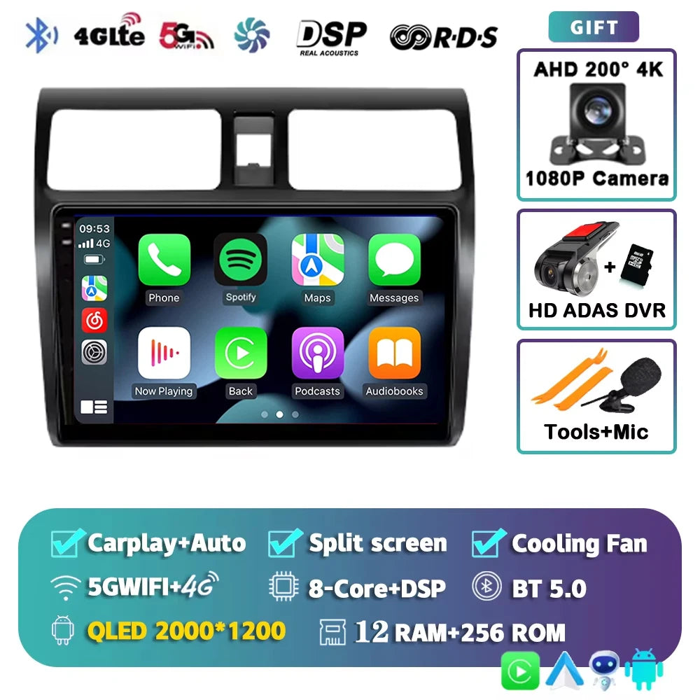 Android 15 2K 12+256GB  For Suzuki Swift 2003 - 2010 Car Radio Multimedia Video Player wireless Carplay Android Auto GPS stereo