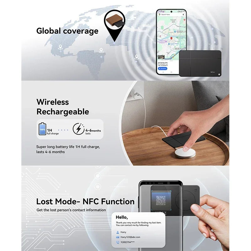 MiLi Go Smart GPS Tracker Card Bluetooth Anti-Lost Device Android Find My MiTag