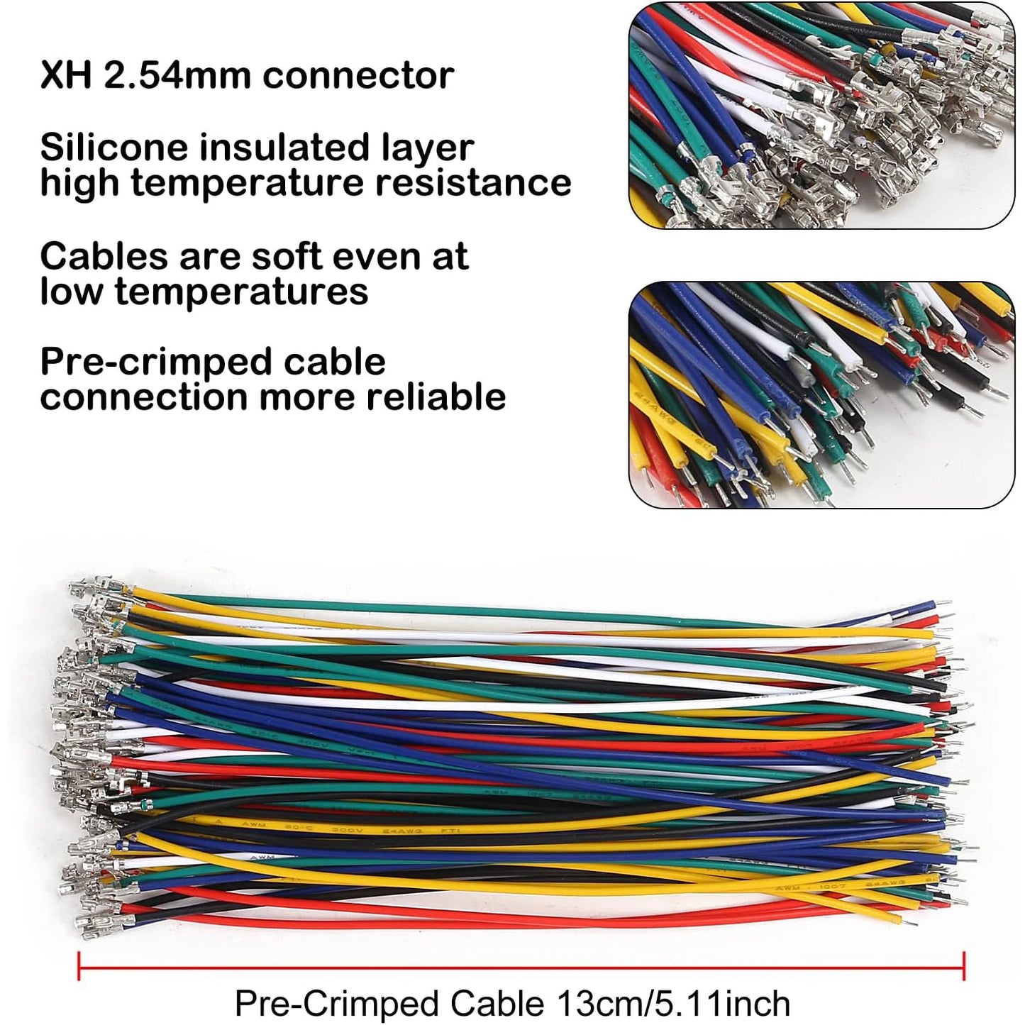 JST-XH 2.54mm Connector Socket Kit with Pre-Crimped 2.54mm Male and Female Cable Wire 2/3/4/5/6/7 Pin Housing JST Connector Adap