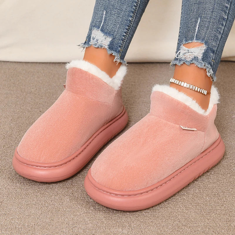 Thicken Plush Winter Snow Boots Women 2025 Slip On Warm Platform Cotton Padded Shoes Woman Comfort Soft Sole Fluffy Ankle Boots