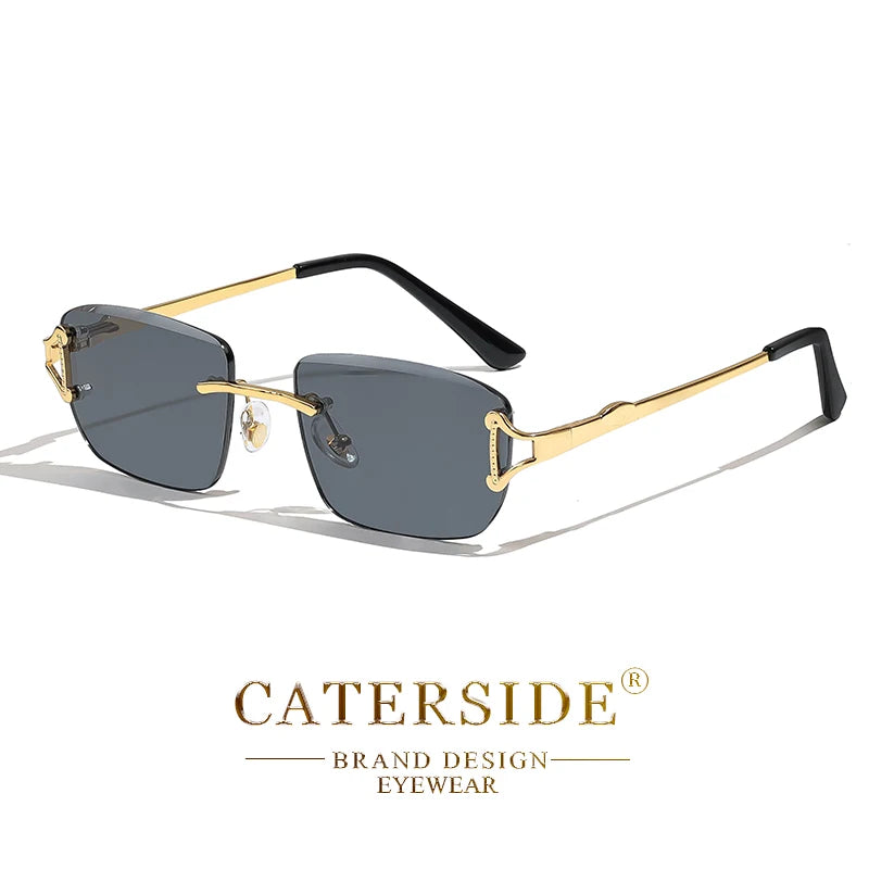 CATERSIDE New Retro Rimless Sunglasses Men's Rectangular Personalized Brand Design Sun Glasses Women Party Festival Eyewear Gift