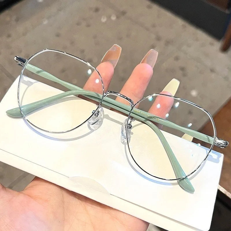 New Korean metal flat light glasses for both men and women, anti blue light/radiation glasses