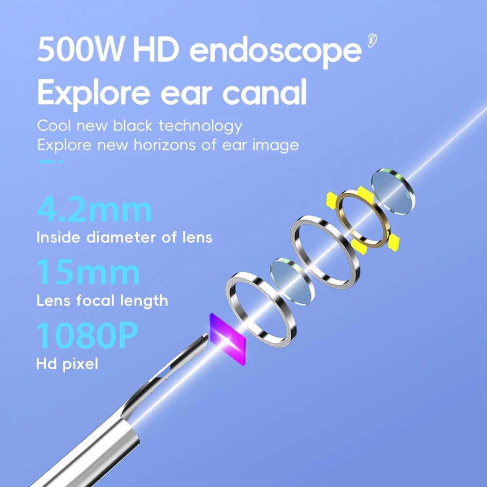 Wireless Intelligent Ear Cleaner 1080P Visual Otoscope Camera Ear Wax Remover Pick Spoon Cleaning Tools Luminous Endoscopy