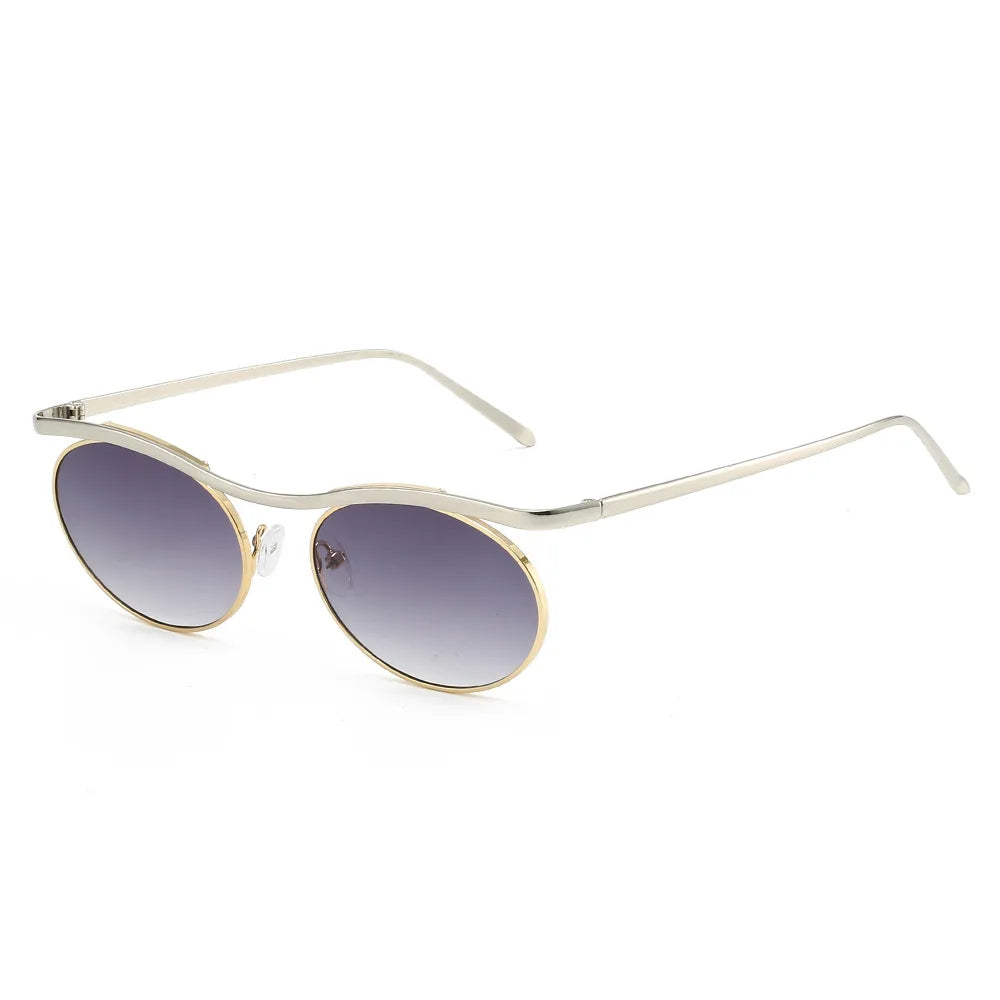 JNPCXI New Retro Oval Metal Women Sunglasses Fashion Punk Men Trending Gradient Shades UV400 Sun Glasses