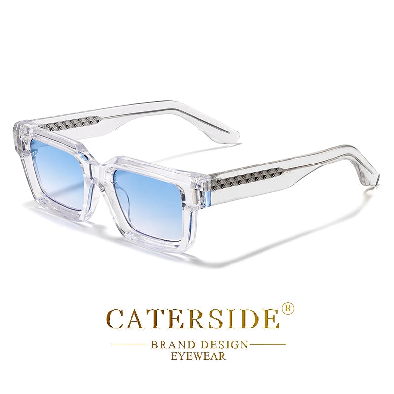 CATERSIDE Vintage Punk Men's Square Sunglasses Brand Design Small Frame Sun Glasses Party Travel Glasses Gift Ideal Choice