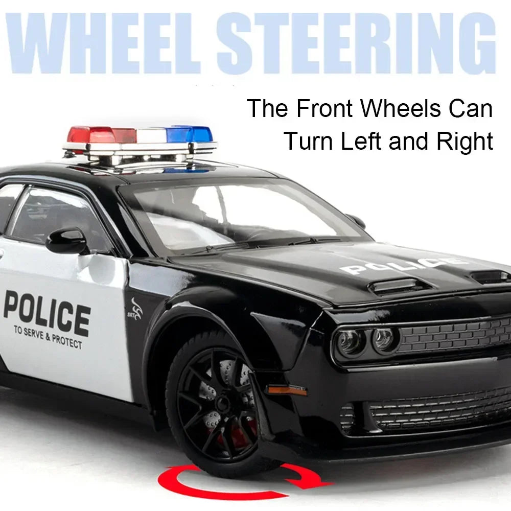 1:24 Hellcat Viper Alloy Police Cars Diecasts Models Toys Sound Light Pull Back Doors Opened Vehices Toy Boys Birthday Presents