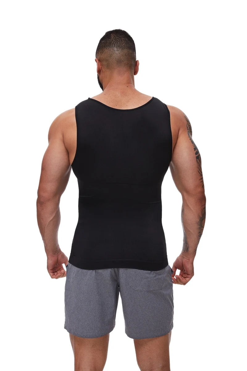3PC Black Men Compression Shirt Tummy Control Slim Vest Waist Trainer Workout
