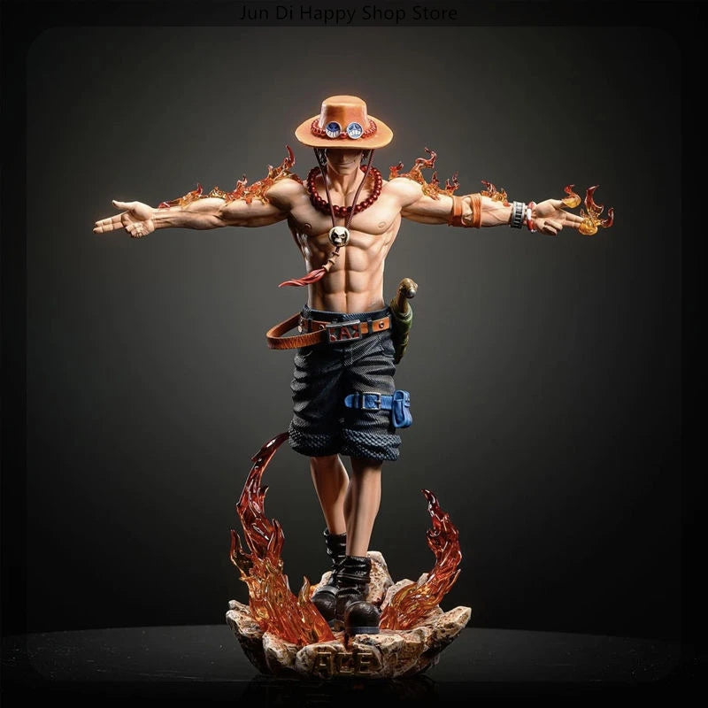 27cm Lx One Piece Ace Spread Arms Cross Anime Figure Model Gk Statue  Collection