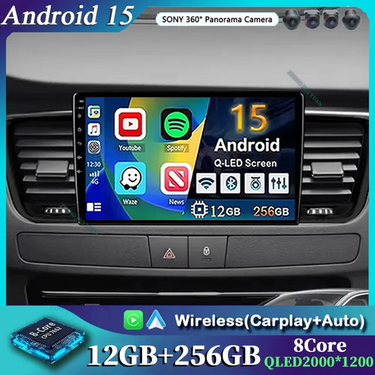 For Peugeot 508 2011 - 2018 Android 15 12+256GB CarPlay Auto Car Radio Multimedia Video Player GPS stereo Head Unit 4G WIFI