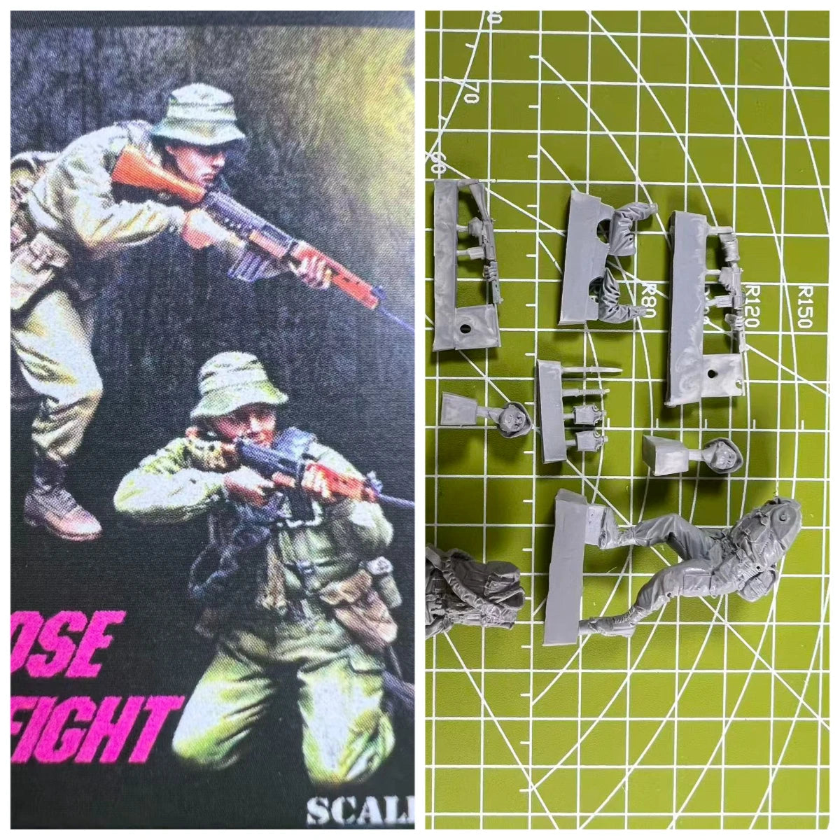 1: 35 Resin Model GK, Resin RAL Infantry Close Combat Model Scene Layout Unpainted State (2 People)