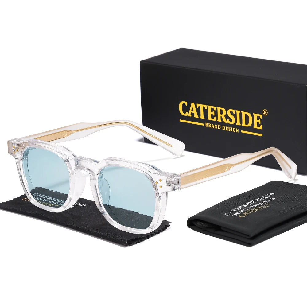 CATERSIDE New Square Men's Sunglasses Personalized Temple Tips Design Sun Glasses Women's Travel Party Eyewear Festival Gift