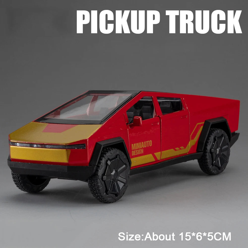 1: 32 Pickup Truck Alloy Diecast Police Car Model Toys Doors Opened Sound Light Pull Back Miniature Vehices Decorative Ornaments