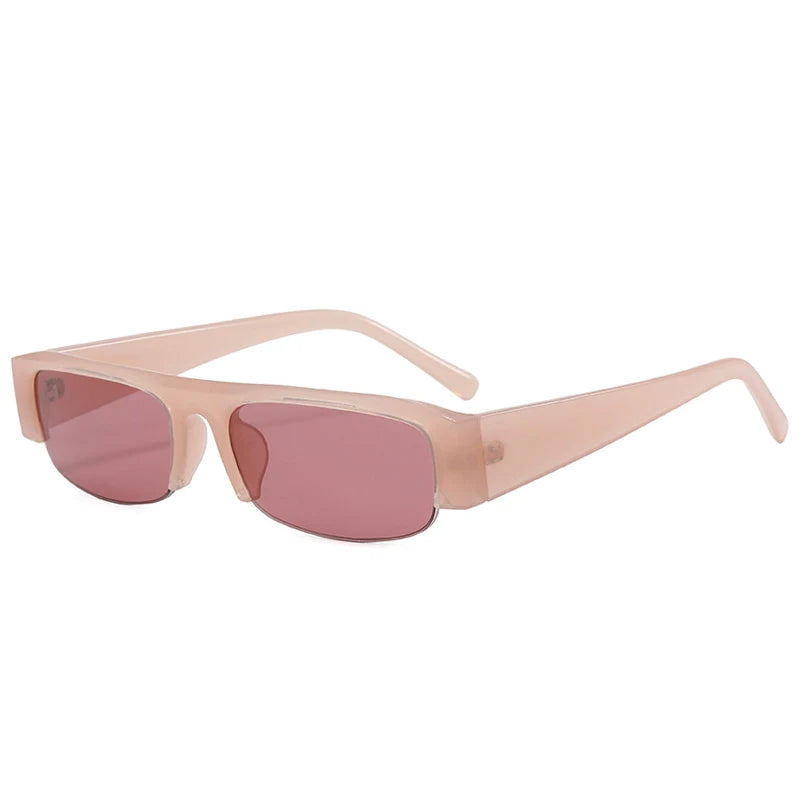 JNPCXI Vintage Small Rectangle Sunglasses Women Shades UV400 Fashion Clear Lens Men Half Frame Eyewear